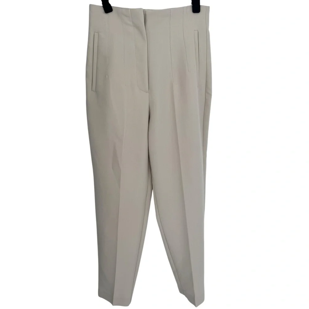 Zara Cream High-Waist Tapered Pants